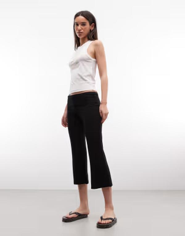 コルージョン レディース ボトムス レギンス 旗がしら COLLUSION flared capri leggings Black 黒いこと