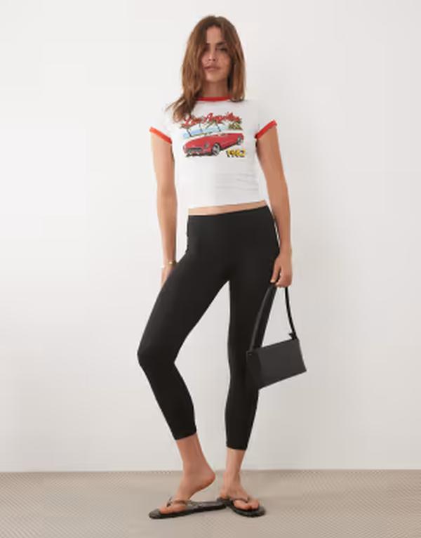 ブレーブソウル レディース ボトムス レギンス 旗がしら Brave Soul 3/4 length capri leggings Black 黒いこと