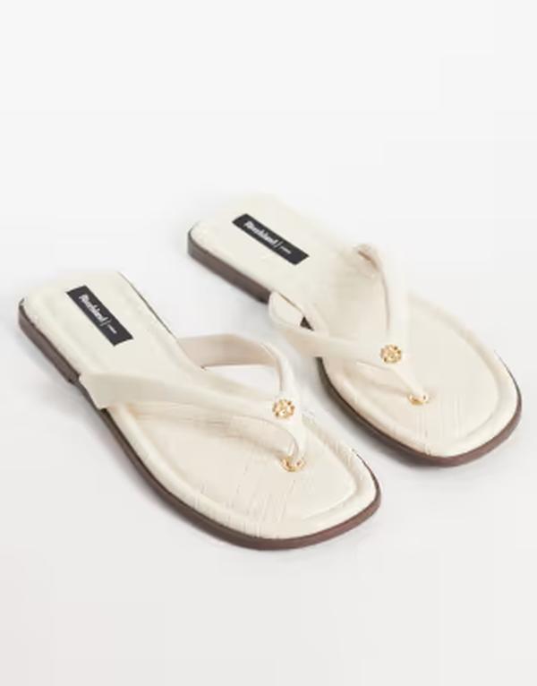 リバーアイランド レディース シューズ サンダル River Island woven detail flip flops インチ cream 皮膚軟化剤
