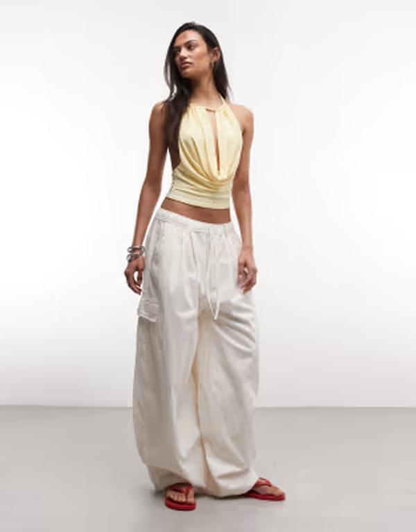 コルージョン レディース トップス より良い ホルター COLLUSION cowl neck halter top インチ lemon Yellow 黄色