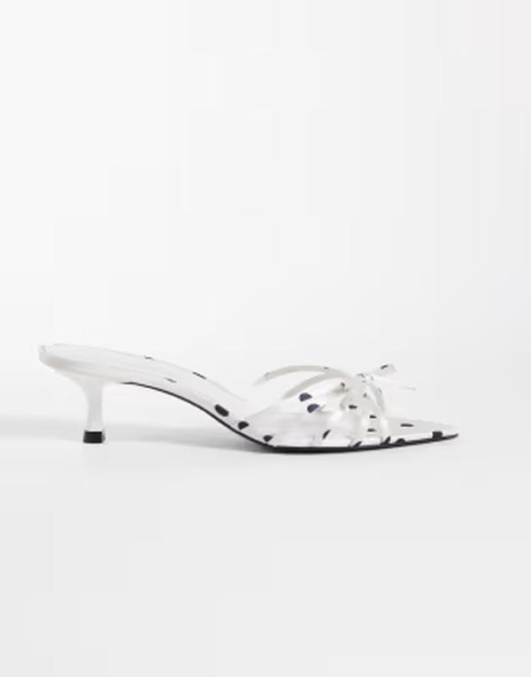 マンゴ レディース シューズ サンダル 点点柄 点点 踵 Mango bow detail heeled sandals and black polka dot Multi マルチ色合い