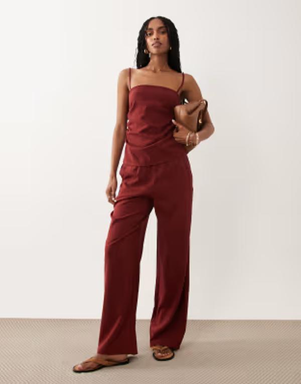 マンゴ レディース ボトムス カジュアルパンツ Mango Riga relaxed pants - part of a set RED レッド｜ReVida 店