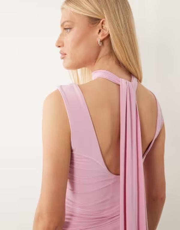 エイソス レディース トップス シャツ ASOS DESIGN slinky plunge scarf detail topINK ピンク｜ReVida 店