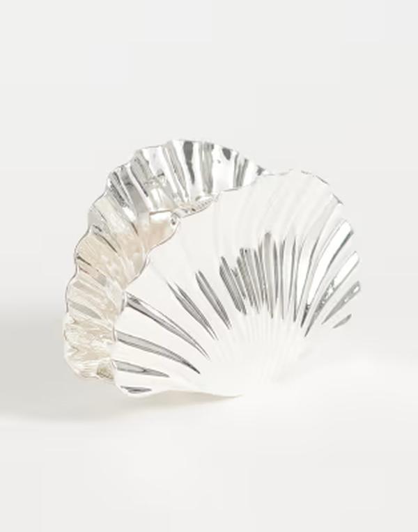 マンゴ レディース 御徒面子 Mango shell clutch bag SILVER しろがね色