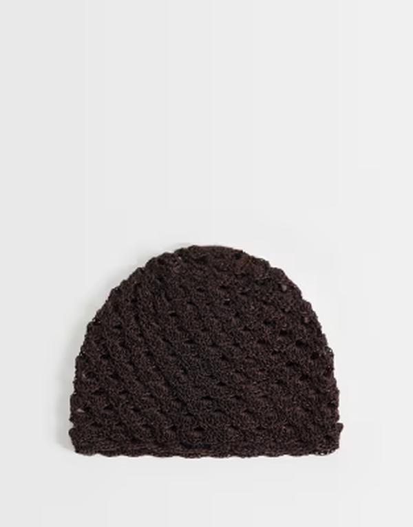 マンゴ レディース 添え物 かぶり笠 編み物 Mango knit beanie hat インチ chocolate 黒茶