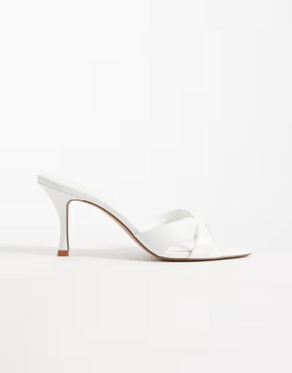 マンゴ レディース シューズ サンダル 踵 Mango crosstrap heeled mules WHITE 白いこと