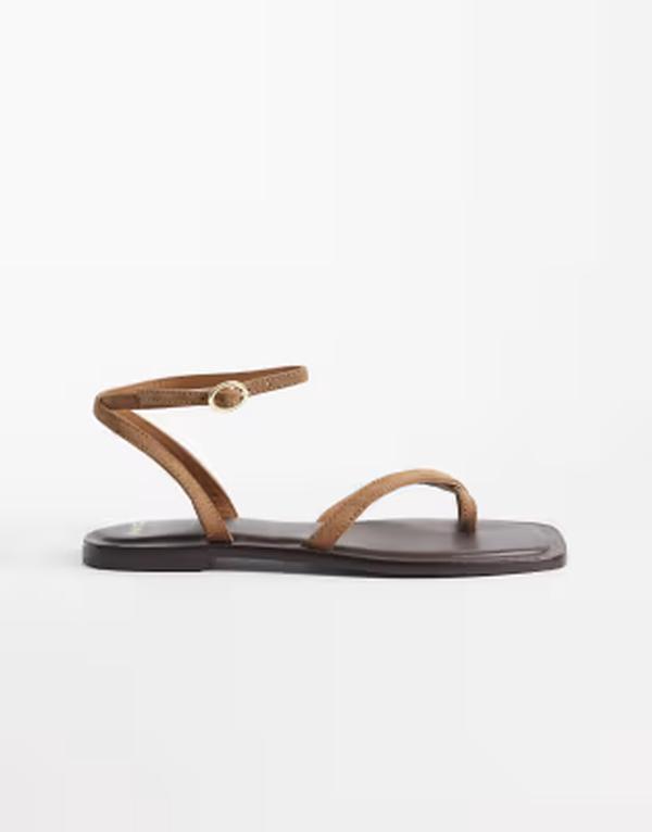 マンゴ レディース シューズ サンダル スエードクロス なめし革 Mango 100% suede leather strappy flat sandalsand 沙子