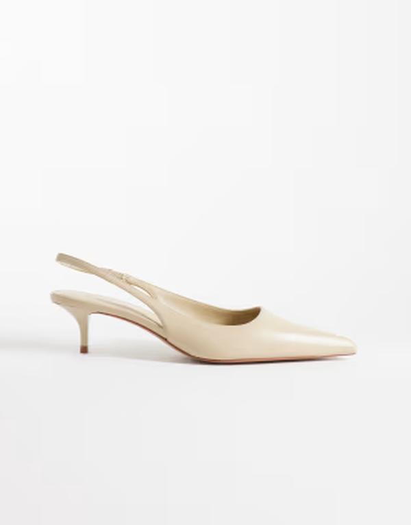 マンゴ レディース シューズ 踵 なめし革 Mango 100% leather heeled slingback shoes インチ ecru エクリュ
