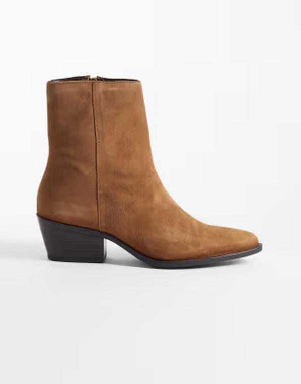 マンゴ レディース シューズ ブーツ・レインブーツ スエードクロス なめし革 踵 Mango 100% suede leather heeled cowboy boots インチ camel 駱駝
