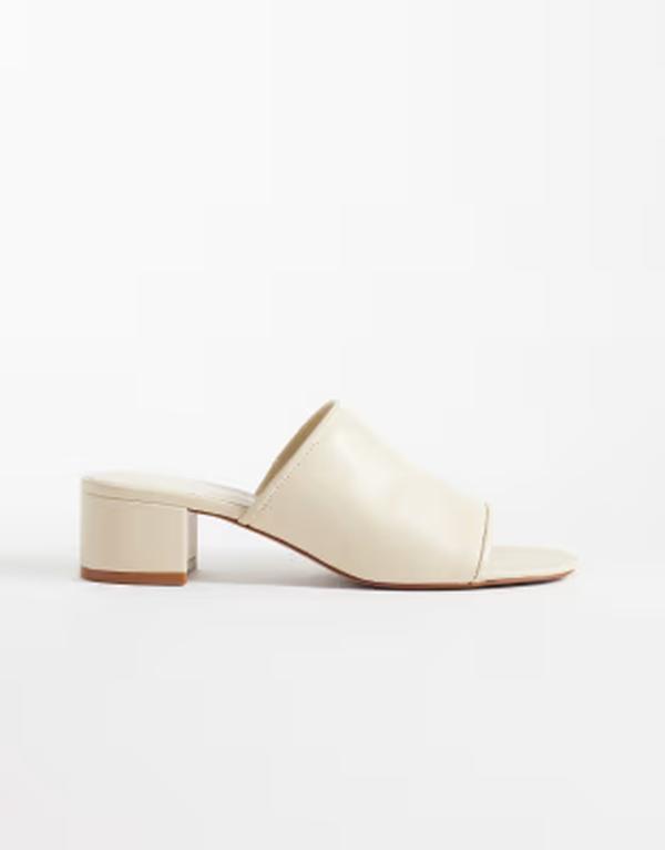 マンゴ レディース シューズ サンダル なめし革 踵 Mango 100% leather low block heeled sandal インチ ecru エクリュ