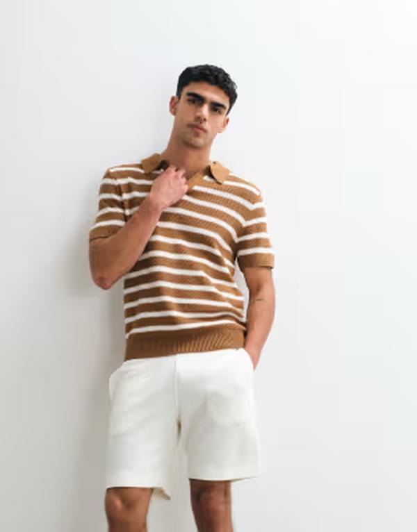 マンゴ メンズ ボトムス 二分の一ズボン下・さる股引き 遊撃手ズボン下 Mango waffle textured shorts インチ ecru - part of a set ECRU エクリュ