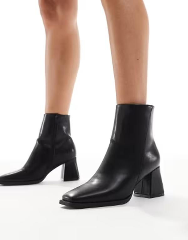 セクウェル レディース シューズ ブーツ・レインブーツ アンクル ヒール SEQWL block heeled mid ankle boots BLACK PU ブラック|ReVida 店