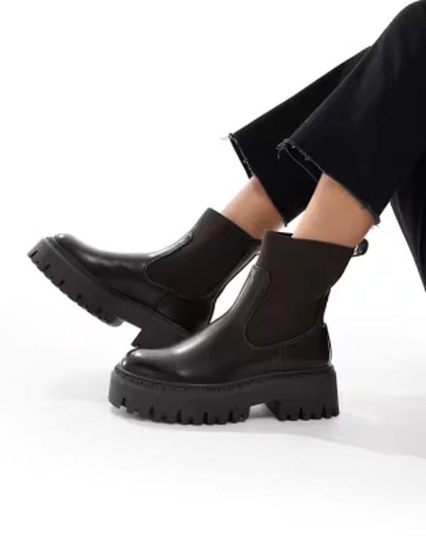 セクウェル レディース シューズ ブーツ・レインブーツ チェルシーブーツ チェルシー SEQWL Stella chunky Chelsea boots in chocolate Choc チョコレート｜ReVida 店