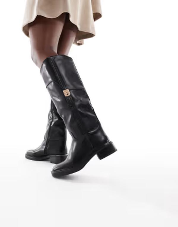 セクウェル レディース シューズ ブーツ・レインブーツ SEQWL Twix buckle detail refined riding boots Black ブラック|ReVida 店