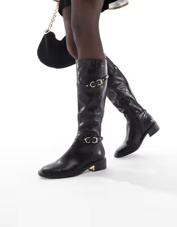 セクウェル レディース シューズ ブーツ・レインブーツ SEQWLatte buckle detail refined riding boots Black ブラック|ReVida 店