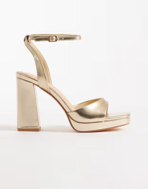 セクウェル レディース シューズ サンダル ヒール SEQWL Cosmic strappy barely there block heeled sandals GOLD ゴールド|ReVida 店