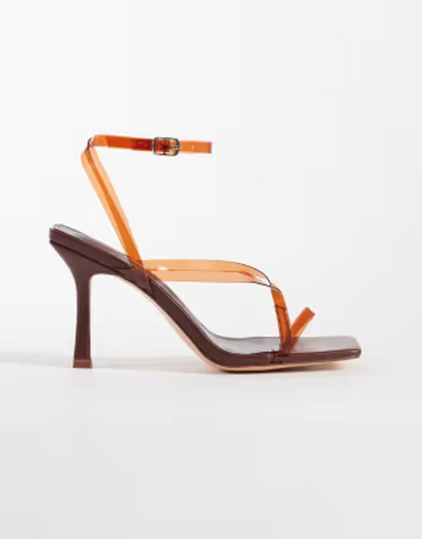 パブリックデザイア ワイドフィット レディース シューズ サンダル ヒール Public Desire Wide Fit Liberty square toe heeled sandals BROWN ブラウン｜ReVida 店