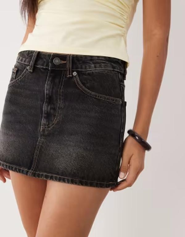 コットンオン レディース ボトムスカート ミニ デニム Cotton micro denimini skirt UNDONE BLACK ブラック|ReVida 店