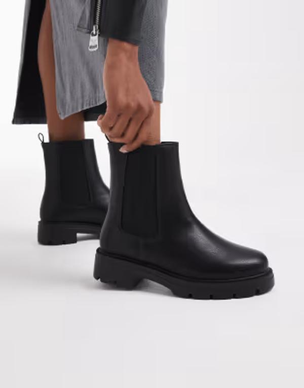 シュー レディース ブーツ・レインブーツ チェルシーブーツ チェルシー Schuh Abbie Wide Fit chunky chelsea boots Black ブラック|ReVida 店