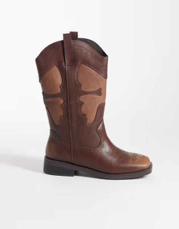 グラマラス レディース シューズ ブーツ・レインブーツ Glamorousquare toe cowboy knee boots BROWN ブラウン｜ReVida 店