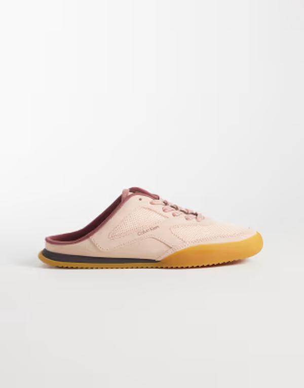 カルバンクライン レディース シューズ スニーカー メッシュ Calvin Klein runner mesh mules in dusty Peach / coral ピーチ|ReVida 店