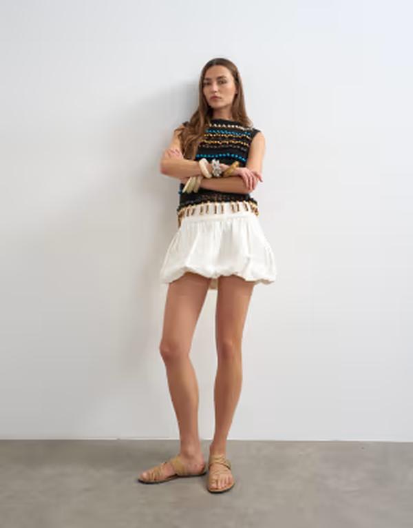 トップショップ レディース ボトムスカート ミニ デニム Topshop denim bubble hemini skirt in bone デニム|ReVida 店