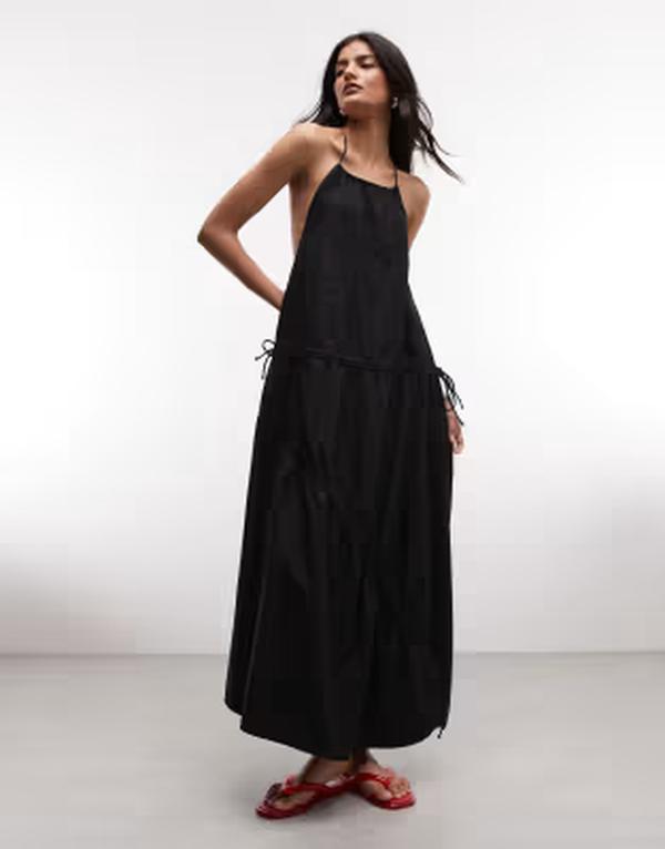 コルージョン レディース トップス ワンピース ハイネック マキシ COLLUSION high neck channel detail maxi dress Black ブラック|ReVida 店