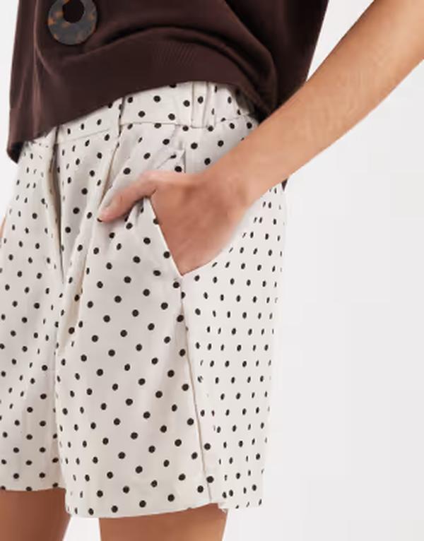 オンリー レディース ボトムス 二分の一ズボン下・さる股引き 点点 遊撃手ズボン下 ONLY high waisted shorts polka dots PUMICE STONE DELICATE 石ころ