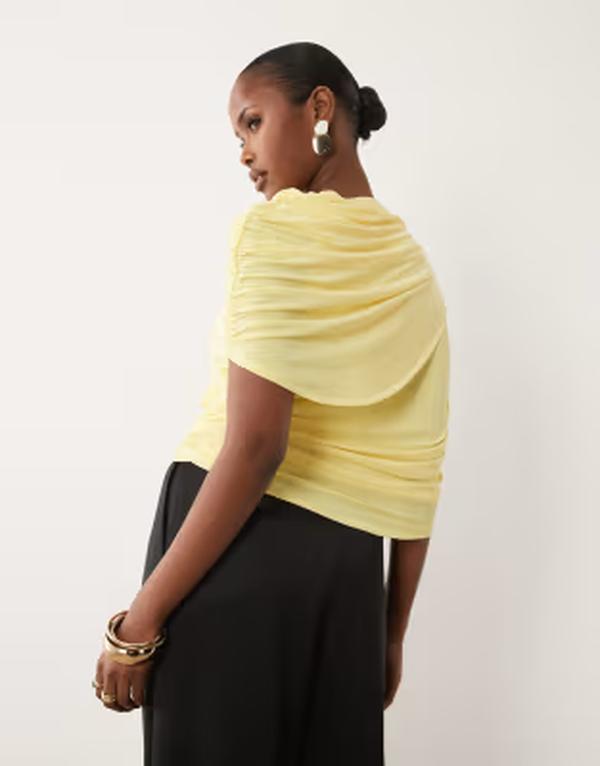 エイソス レディース トップス シャツ アシンメトリー ドレープ ASOS DESIGN draped asymmetric wrap top inaturalemon｜ReVida 店