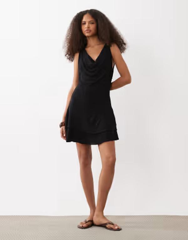 マンゴ レディース トップス ワンピース ミニ Tシャツ ノースリーブ Mango Teen sleeveless mini dress Black ブラック｜ReVida 店