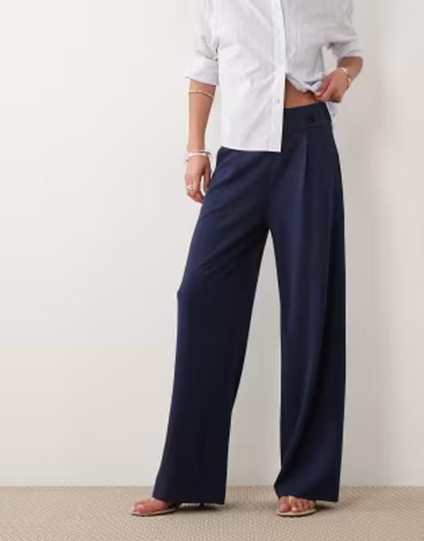 ジェイディーワイ レディース ボトムス 心地好いズボン下 ワイドレッグ JDY button detail wide leg tailo red pants Black Iris BLACK BUT 黒いこと