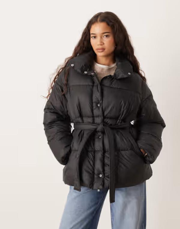 ジーナトリコ レディース アウター コート ジャケット Gina Tricot belted puffer jacket Black ブラック｜ReVida 店
