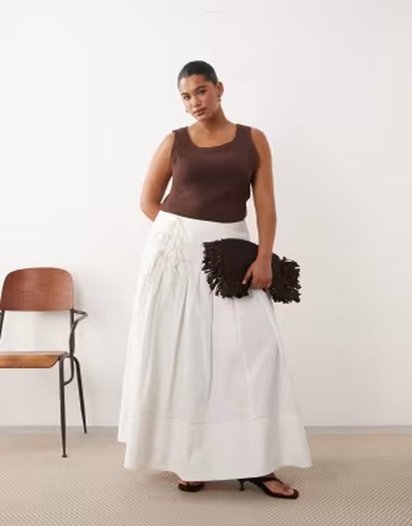 アレンジ レディース ボトムスカート マキシ ARRANGE Curve tie front wrap maxi skirt WHITE ホワイト｜ReVida 店