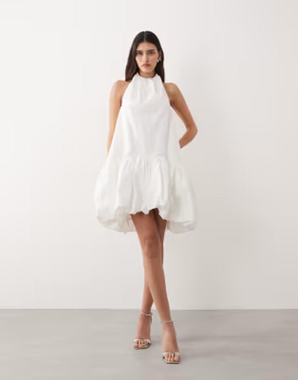 アレンジ レディース トップス ワンピース ミニ ホルター ARRANGE halter neck bubble hemini dress WHITE ホワイト｜ReVida 店