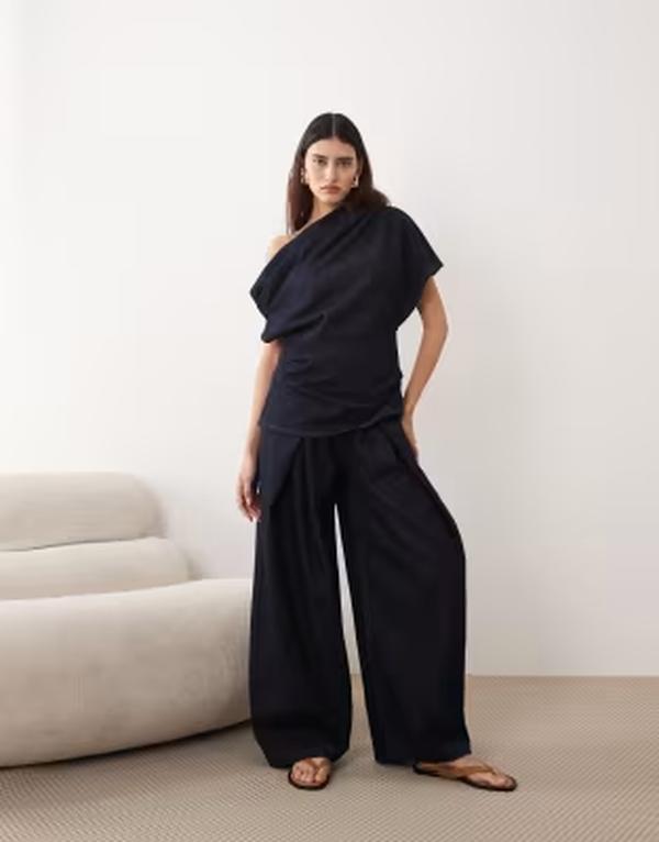 アレンジ レディース ボトムス カジュアルパンツ デニム ARRANGE denim pleat detail pants indigo - part of a set INDIGO インディゴ｜ReVida 店