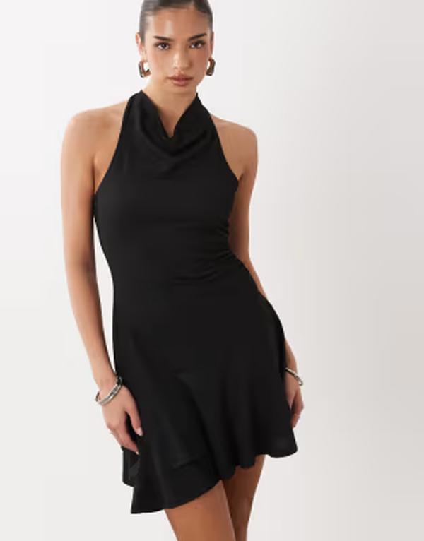 ジーナトリコ レディース トップス ワンピース ミニ ホルター Gina Tricot halterneck mini dress Black ブラック｜ReVida 店