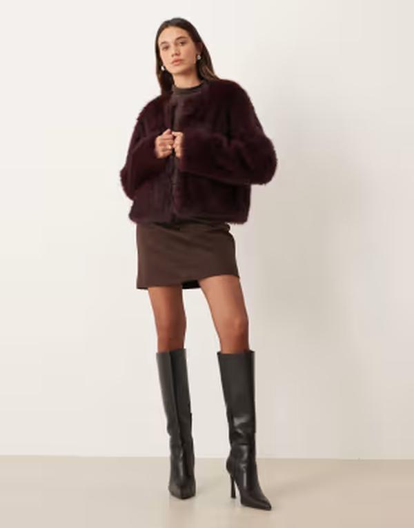 ジーナトリコ レディース アウター コート ジャケット Gina Tricot faux fur short jacket Burgundy バーガンディ｜ReVida 店 18,235円