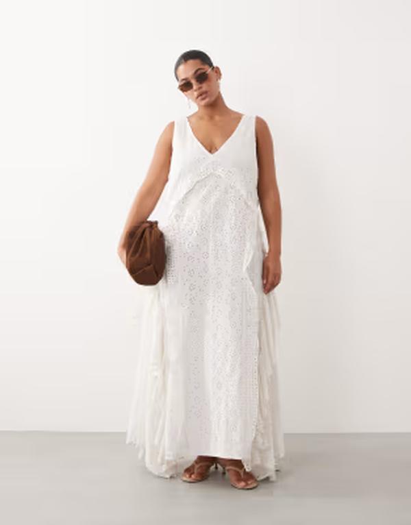 アレンジ レディース トップス ワンピース ティアード マキシ ARRANGE Curve broderie tie red maxi dress WHITE ホワイト｜ReVida 店 46,080円