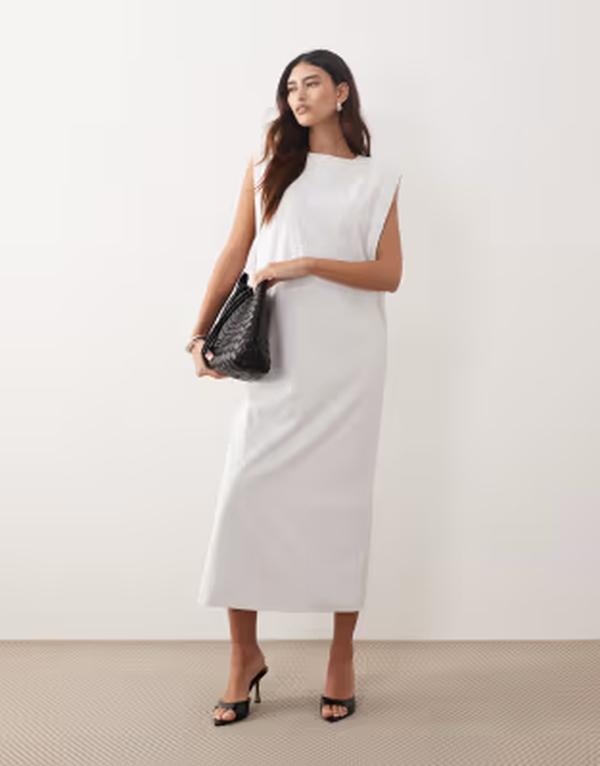 アレンジ レディース トップス ワンピース ノースリーブ マキシ ARRANGE shoulder pad side split oversized sleeveless maxi dress WHITE ホワイト｜ReVida 店 21,075円