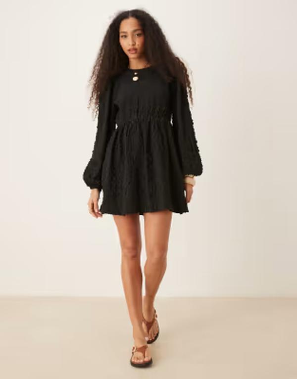 ジーナトリコ レディース トップス ワンピース ミニ Gina Tricotextu red mini dress with open tie back and volume sleeves Black ブラック|ReVida 店