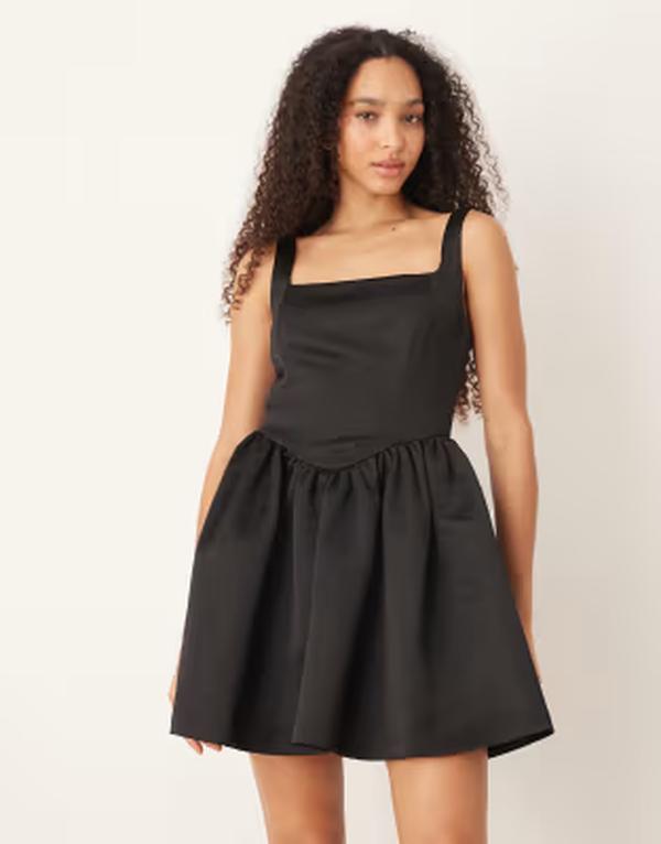 ジーナトリコ レディース トップス ワンピース ミニ サテン Gina Tricot corset style satin mini dress black ブラック|ReVida 店