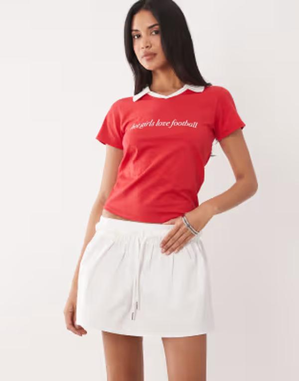 ザ・フロリック レディース ボトムス 二分の一ズボン下・さる股引き フラウンス The Frolic exclusive ruffle waist poplin micro skort WHITE 白いこと