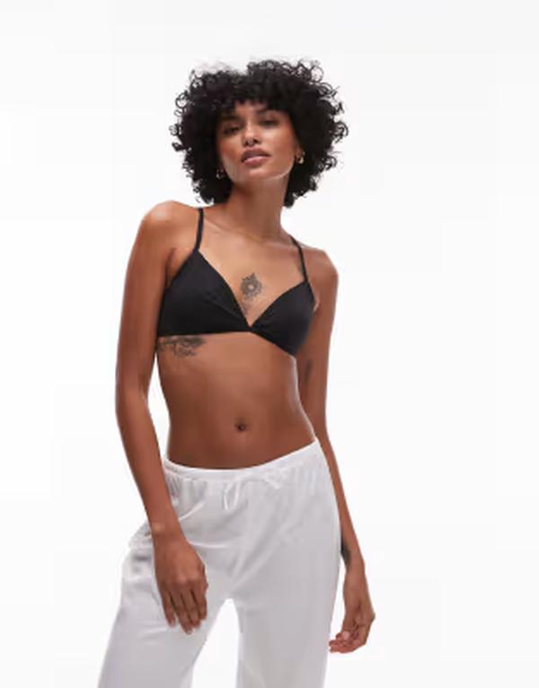 アル毛布 レディース アンダー御召しもの ブラ 綿織物 ARKET cotton soft bra Black 黒いこと