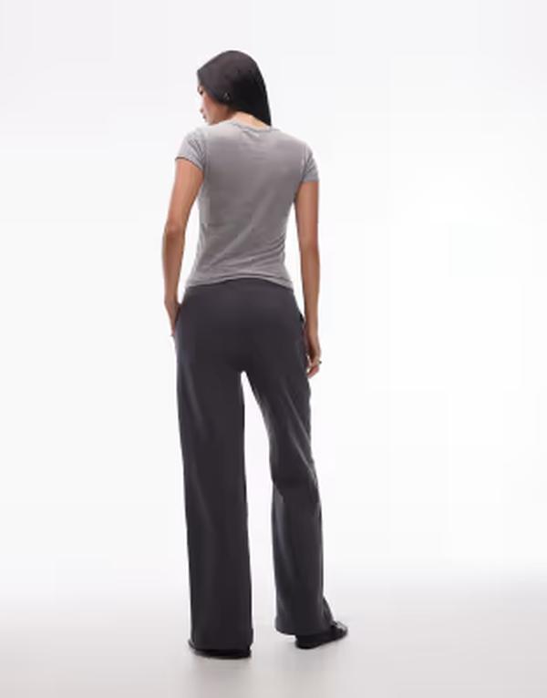 アル毛布 レディース ボトムス レギンス ワイドレッグ ズボン下 スウェットパンツ 綿織物 ARKET pure cotton adjustable wide leg sweatpants DARK GRAY 薄墨色