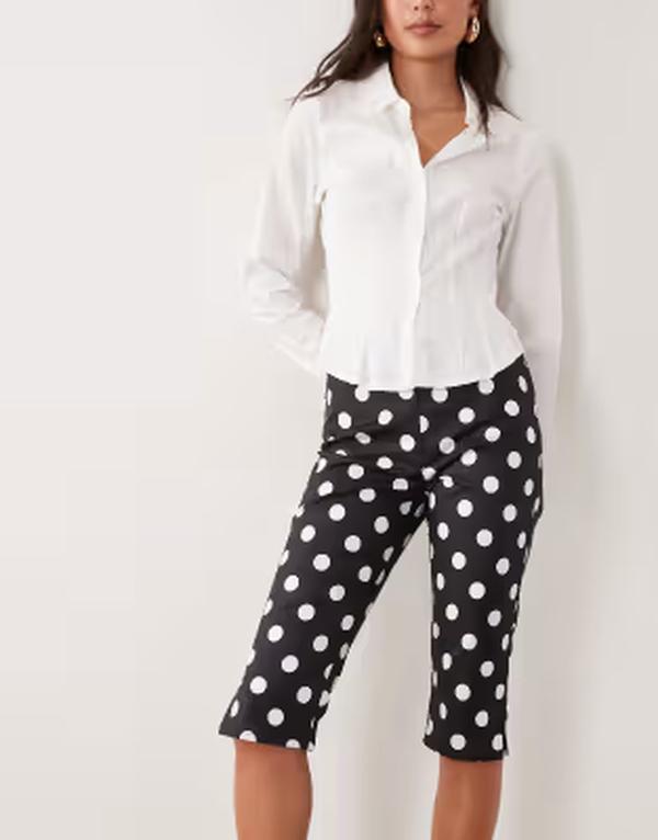 ザ・フロリック レディース ボトムス 心地好いズボン下 点点柄 点点 旗がしら The Frolic exclusive capri pants polka dot Black Polka 黒いこと