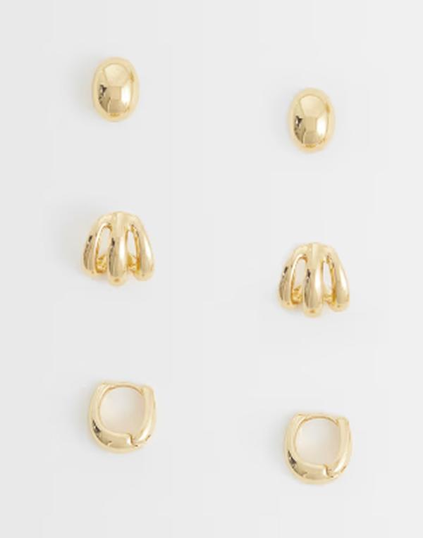 マンゴ レディース アクセサリー ピアス・イヤリング Mango 3 pack stud earrings GOLD ゴールド｜ReVida 店