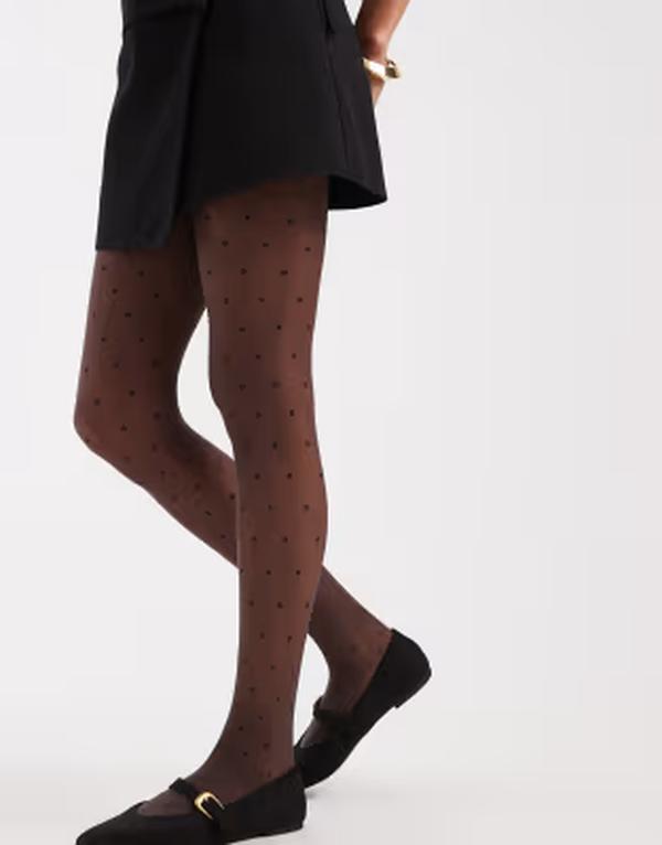 ピーシーズ レディース アンダーお召しもの ソックス 点点柄 点点 Pieces 20 denier polka dotights インチ chocolate Hot fudge 赤銅色