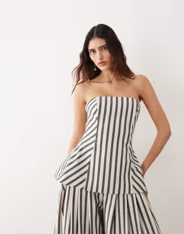アレンジ レディース トップス シャツ ARRANGE bandeau top in stripes - part of a set Mono stripe ストライプ｜ReVida 店
