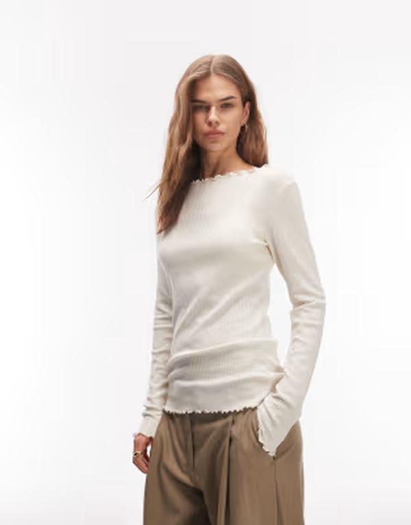 アルケット レディース トップス Tシャツ リブ ジャージー ARKET jersey boatneck ribbed babylock long sleeve T-shirt WHITE ホワイト|ReVida 店