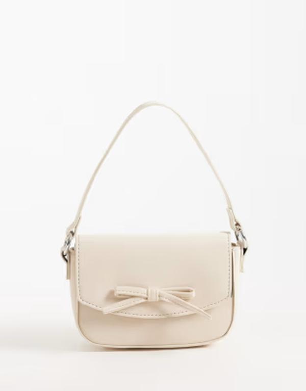エイソス レディース 御徒面子 ミニ ASOS DESIGN mini bow cross body bag with top handle off white 象牙色